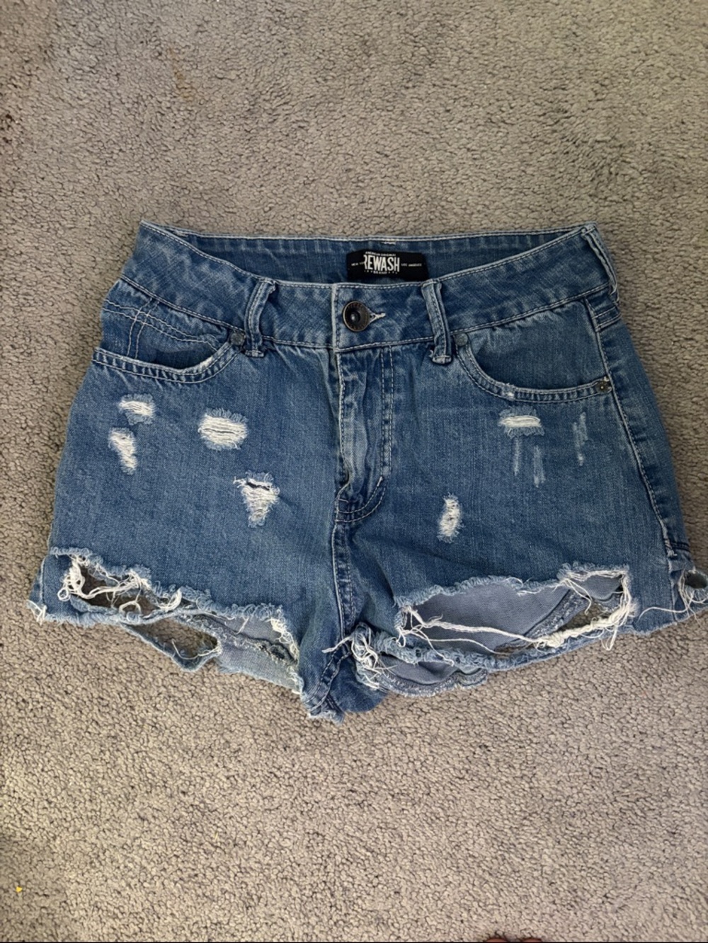 Rewash Distressed Light Blue Jean Shorts